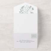 Eucalyptus Floral Waterverf Rustic Wedding All In One Uitnodiging (Buitenkant)