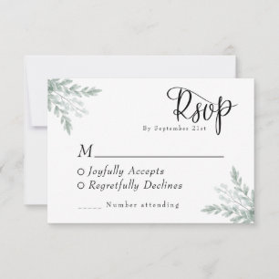 Eucalyptus Floral Waterverf Wedding RSVP Kaartje