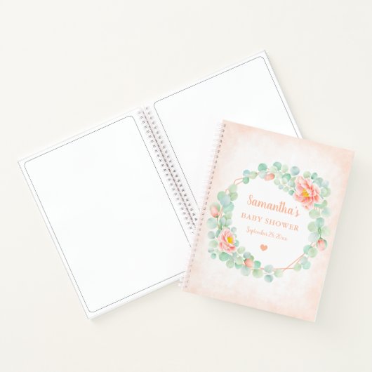 Eucalyptus Floral Wreator baby shower Guest Book Notitieboek (Binnen)