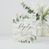 Eucalyptus folia white wood bruiloft RSVP (Staand voorkant)