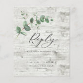 Eucalyptus folia white wood bruiloft RSVP Flyer (Achterkant)
