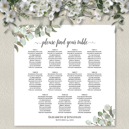 Eucalyptus Foliage 11 Tafel - bruiloft Poster