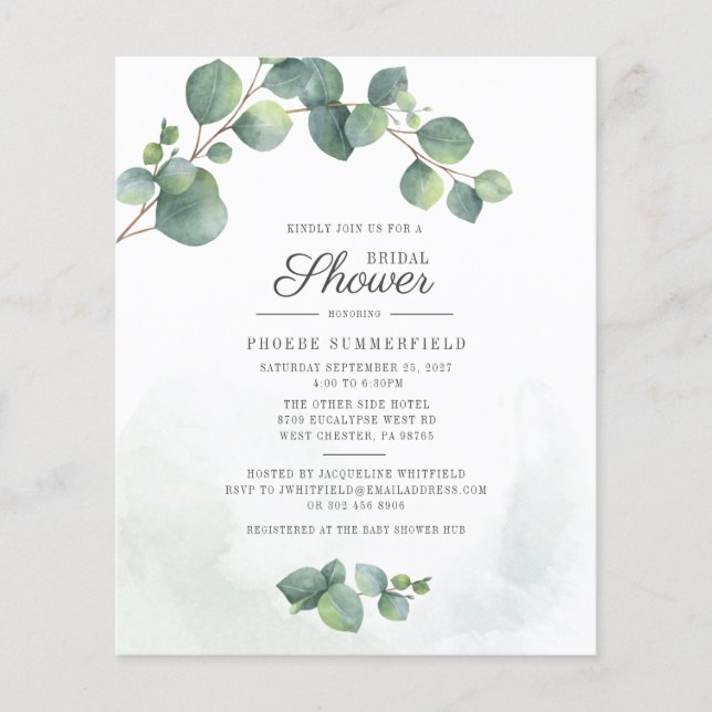 Eucalyptus Foliage Bridal Douche Uitnodiging (Voorkant)