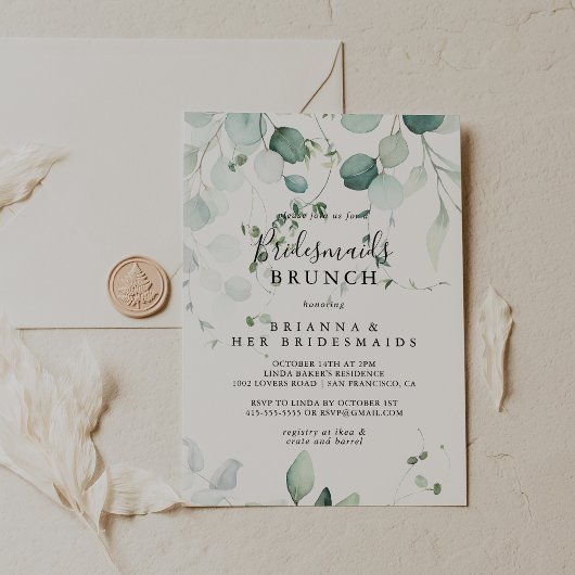 Eucalyptus Foliage Bruidsmeisjes Brunch Douche Kaart