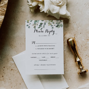 Eucalyptus Foliage Bruiloft Menu Keuze RSVP