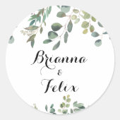 Eucalyptus Foliage Delight Bruiloft Envelop Afdich Ronde Sticker (Voorkant)
