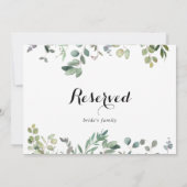 Eucalyptus Foliage Delight Wedding Reserved Sign (Achterkant)