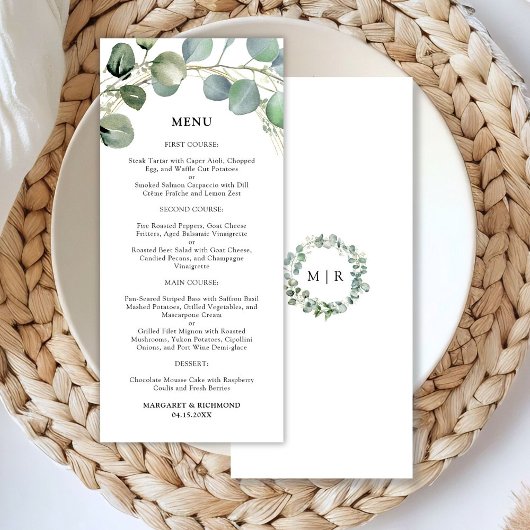 Eucalyptus Foliage Elegant Greenery Wedding Menu