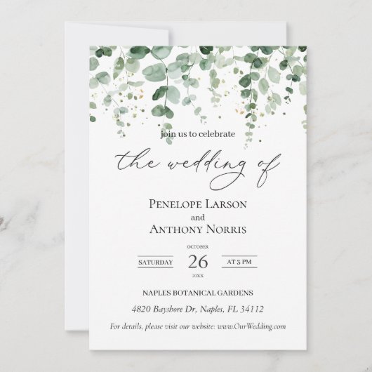 Eucalyptus Foliage Faire-part de mariage (Devant)