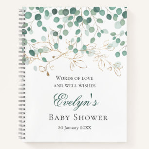 Eucalyptus Foliage Gold Leaves Baby shower-laptop Notitieboek