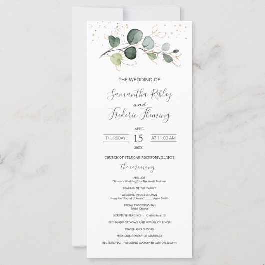 Eucalyptus Foliage Gold Programme de mariage des F (Devant)