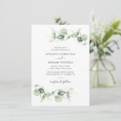 Eucalyptus Foliage Greenery Script Modern Weddensc Kaart (Staand voorkant)