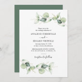 Eucalyptus Foliage Greenery Script Weddenschap Kaart (Voorkant / Achterkant)