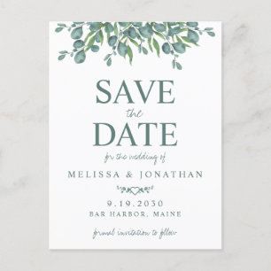 Eucalyptus Foliage Greenery Wedding Save the Date Briefkaart
