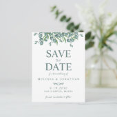 Eucalyptus Foliage Greenery Wedding Save the Date Briefkaart (Staand voorkant)