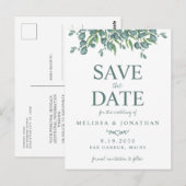 Eucalyptus Foliage Greenery Wedding Save the Date Briefkaart (Voorkant / Achterkant)