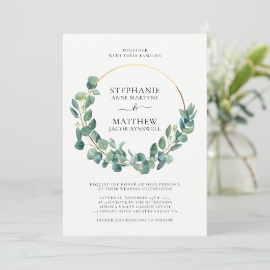 Eucalyptus Foliage laat gouden weddenschap achter Kaart (Staand voorkant)