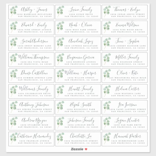 Eucalyptus Foliage Mariage Étiquettes de adresse i (Feuille)