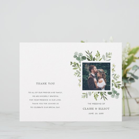 Eucalyptus Foliage Photo Wedding Ceremony Program (Staand voorkant)