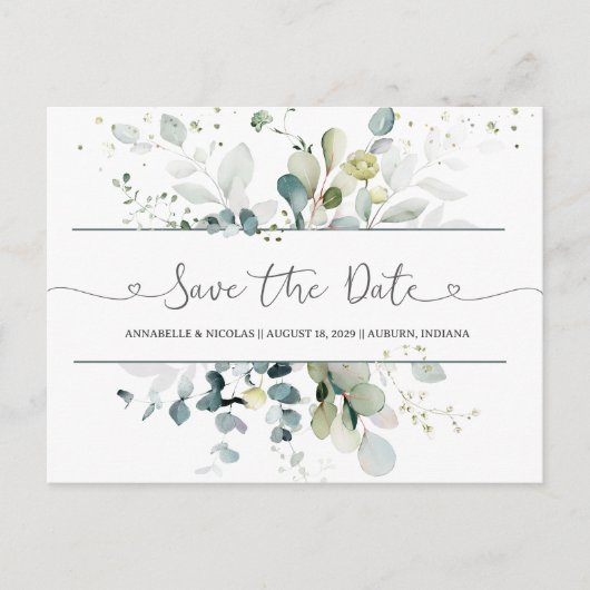 Eucalyptus Foliage Save the Date Briefkaart (Voorkant)