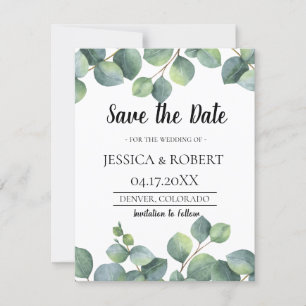 Eucalyptus Foliage Weddenschap Bewaar de datum Save The Date