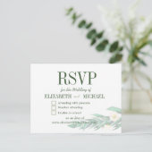 Eucalyptus Foliage White Elegant Wedding RSVP Briefkaart (Staand voorkant)