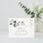 Eucalyptus Foliage wordt mijn Bridesmaid Briefkaart (Staand voorkant)