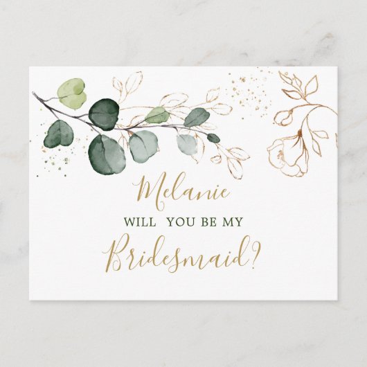 Eucalyptus Foliage wordt mijn Bridesmaid Briefkaart (Voorkant)