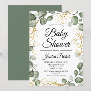 Eucalyptus Foliage Wreator Baby shower Kaart