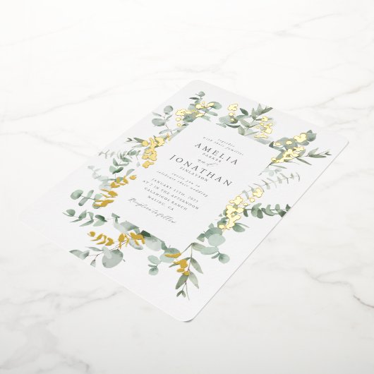 Eucalyptus Folie bruiloft uitnodiging (Gedraaid)