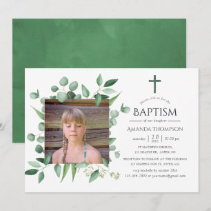 Eucalyptus Forest Greenery Baptism of Christening Kaart