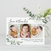 Eucalyptus Foto bedankt Baby Aankondiging (Staand voorkant)