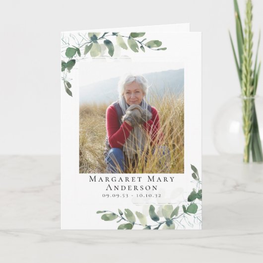 Eucalyptus Foto Begrafenisdienst Programma (Voorkant)