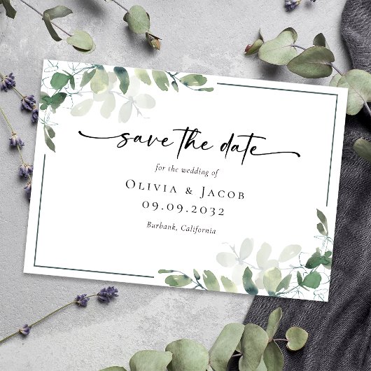 Eucalyptus Foto Bruiloft Bewaar De Datum Save The Date