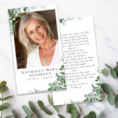 Eucalyptus Foto Funeral Memorial Prayer Kaart