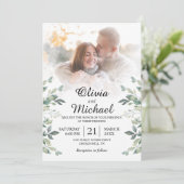 Eucalyptus FOTO Greenery Geometric Wedding Kaart (Staand voorkant)