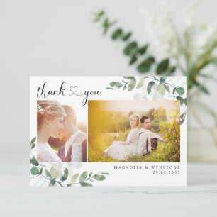 Eucalyptus Foto Heart Modern Wedding Bedankkaart