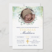 Eucalyptus Foto Kruis Waterverf Doop Kaart (Voorkant)