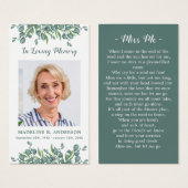 Eucalyptus Foto Memorial Funeral Prayer Kaart (Voorkant /achterkant)