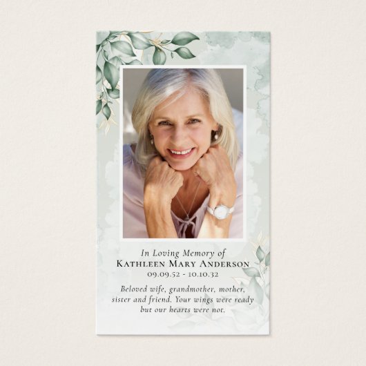 Eucalyptus Foto Memorial Prayer Kaart (Voorkant)