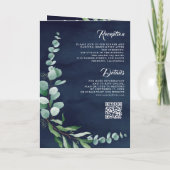 Eucalyptus Fotocollage QR-code Navyblauw Bruiloft (Achterkant)