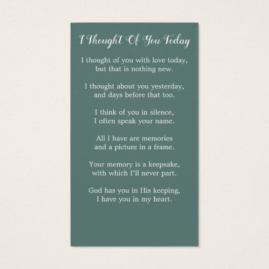 Eucalyptus Fotosympathie Funeral Prayer Kaart (Achterkant)