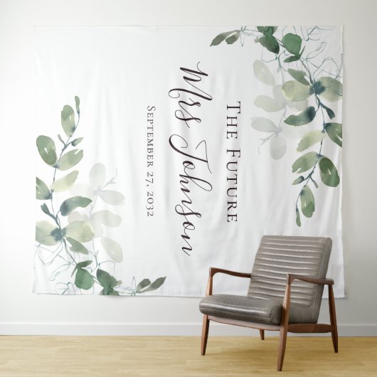 Eucalyptus Future Mrs Photo Booth Achtergrond Wandkleed (In Situ (horizontaal))