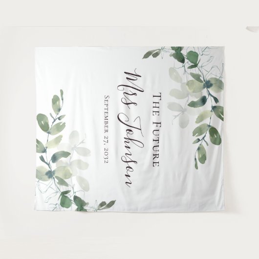 Eucalyptus Future Mrs Photo Booth Achtergrond Wandkleed (Voorkant (horizontaal))