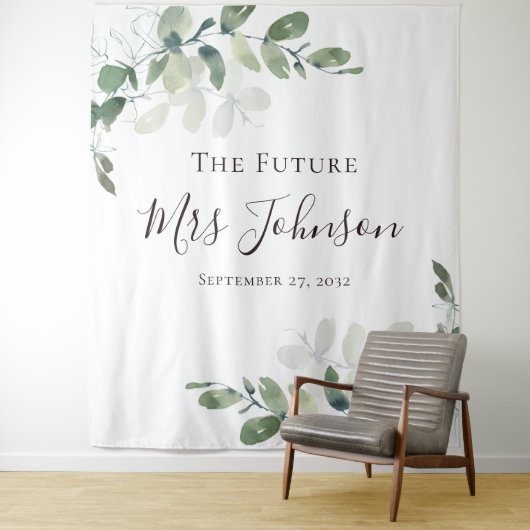 Eucalyptus Future Mrs Photo Booth Achtergrond Wandkleed (In situ)