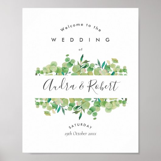 Eucalyptus Garland Affiche de bienvenue Mariage (Devant)