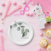Eucalyptus gebladerte Aangepaste naam Modern Papieren Bordje (Feest)