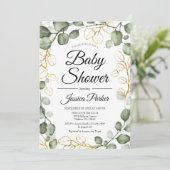 Eucalyptus gebladerte Baby shower Kaart (Staand voorkant)