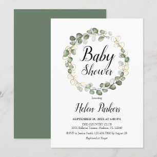 Eucalyptus gebladerte Baby shower Kaart