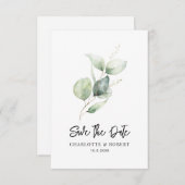 Eucalyptus gebladerte Keepsake Minimaal Bewaar de  Save The Date (Voorkant / Achterkant)